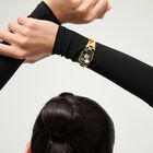 Rigid bracelet with a rectangular grey faceted crystal