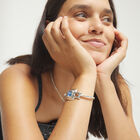 Semi-rigid bracelet with blue faceted crystal