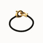 Black leather bracelet with interlocking carabiner
