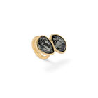 Ring with grey faceted crystals