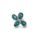Ring with four green drop-shaped faceted crystals