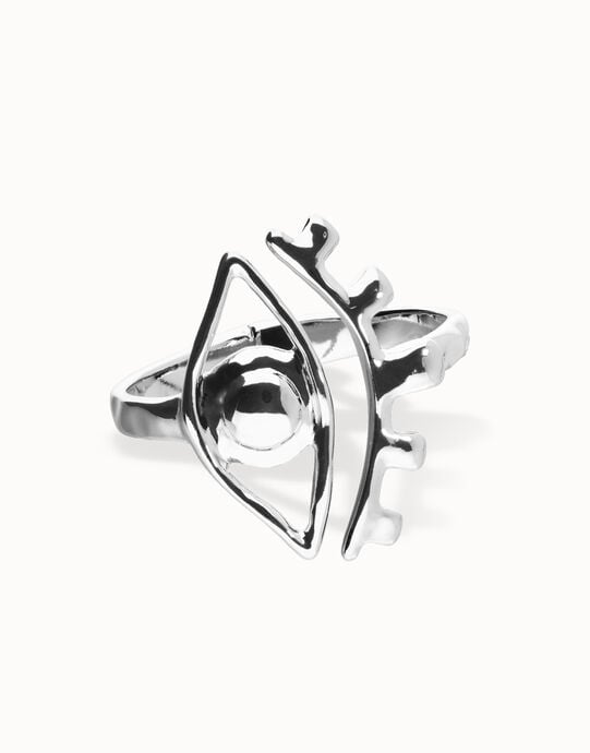 Pulsera r&iacute;gida ba&ntilde;ada en plata con detalle de ojo