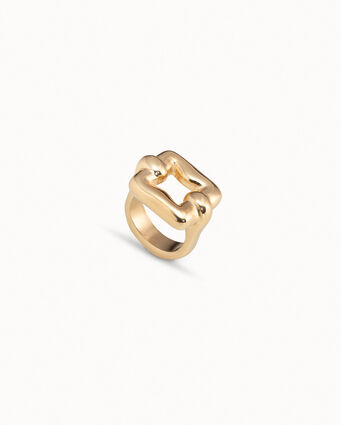 18K gold-plated square link ring