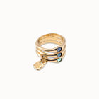 Triple ring with blue crystals