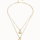 Multi strand chain necklace with two hearts