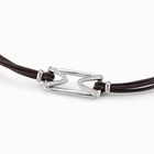 Pulsera de cuero con eslab&oacute;n ba&ntilde;ado en plata de ley y topacios