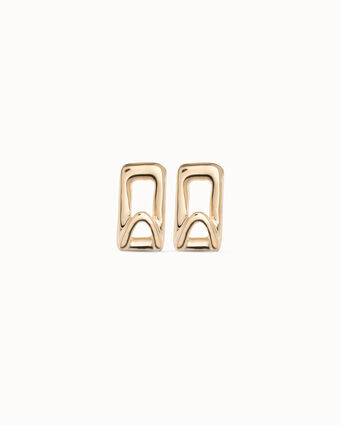 18K gold-plated small elongated link shaped earrings