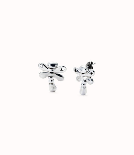 Boucles d’oreille plaquée argent en avec libellule