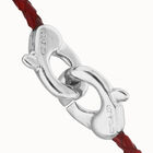 Red leather bracelet with interlocking carabiner