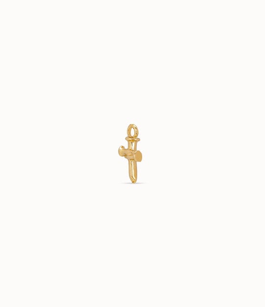 Cross Single Hoop Charm, Golden, large