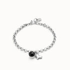 Link chain bracelet with heart charm and murano glass