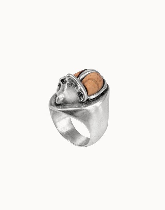 Anillo ba&ntilde;ado en plata de ley con formas irregulares