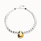 Collar de esferas medianas ba&ntilde;adas en plata de ley y esfera grande en oro 18k