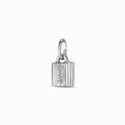Sterling silver-plated padlock charm with topaz letter I
