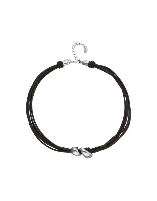 Short leather necklace with two drops