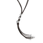 Collier long en cuir avec spirale argent&eacute;e