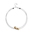 Multi-strand necklace with two intertwined drops