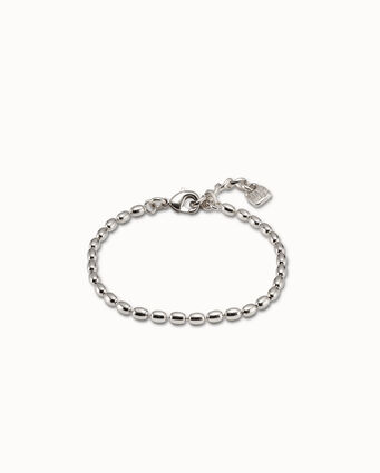 Sterling silver-plated small oval links chain with carabiner clasp