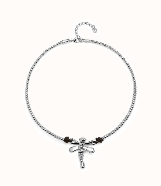 Collar corto bañado en plata de ley con libélula central