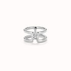 Double ring with white topaz