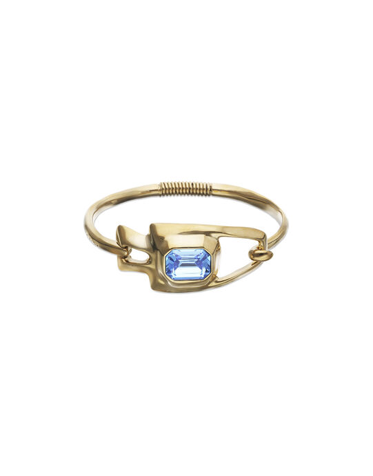 Pulsera semirr&iacute;gida ba&ntilde;ada en oro 18k con cristal facetado azul