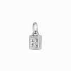 Sterling silver-plated padlock charm with topaz letter R