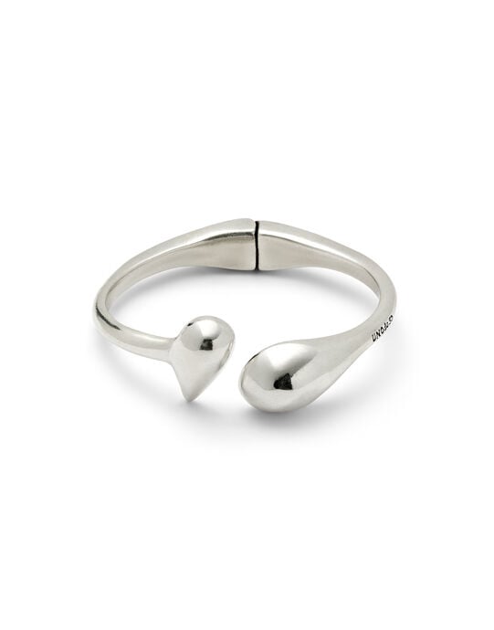 Pulsera r&iacute;gida ba&ntilde;ada en plata con formas redondeadas