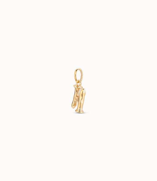 Charm ba&ntilde;ado en oro de 18k de letra H, Dorado, large