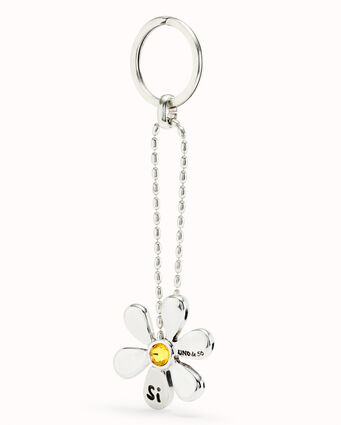 Sterling silver-plated flower key-ring