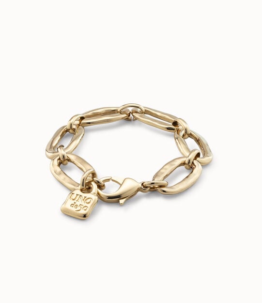 Pulsera de eslabones ovales ba&ntilde;ada en oro de 18k, Dorado, large