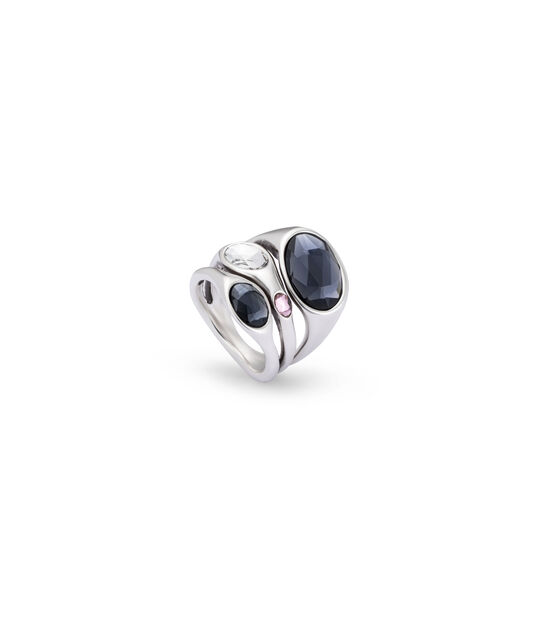 Sterling silver-plated ring with crystals with different sizes