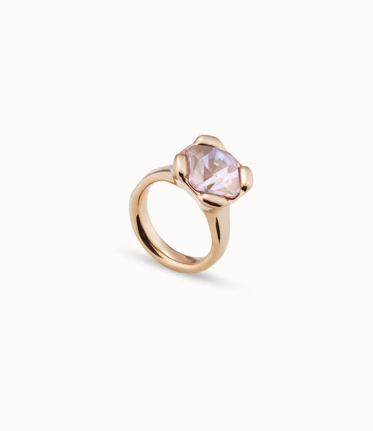 18K gold-plated ring with pink crystal