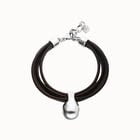 Pulsera de cuero con esfera ba&ntilde;ada en plata de ley