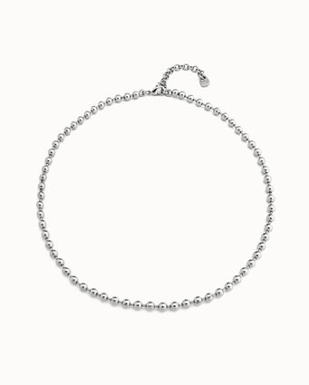 Sterling silver-plated chain with beads, carabiner clasp and extension chain