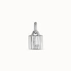 Sterling silver-plated padlock charm with topaz letter L