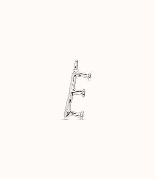 Sterling silver-plated letter E pendant