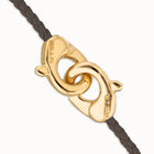 Brown leather bracelet with interlocking carabiner