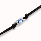 Bracciale in cuoio placcato argento sterling con cristallo celeste