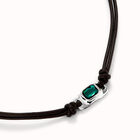 Leather necklace with green crystal