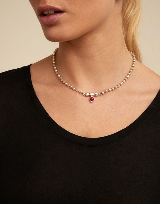 Charm with Agate stone, Silver, large