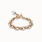 Large link chain bracelet with a pearl