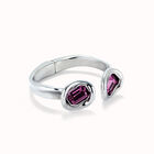 Pulsera r&iacute;gida ba&ntilde;ada en plata de ley y dos cristales rosas