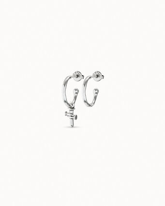 Sterling silver-plated cross-shaped piercing charm