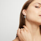 Drop earrings with a heart and black crystal
