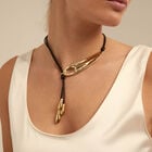 Leather necklace with fringes with drops