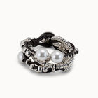 Leather beaed bracelet with pearls