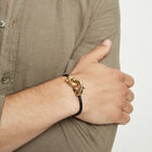 Black leather bracelet with interlocking carabiner