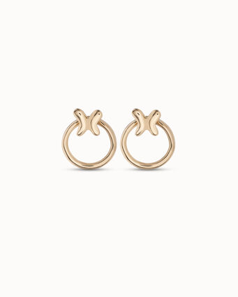 18K gold-plated earrings with butterfly detachable from the earring hoop