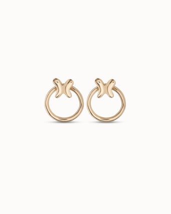 Pendientes bañados en oro 18K con mariposa separable del aro