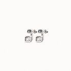 Pendientes ba&ntilde;ados en plata de ley con multiposicion con cristal peque&ntilde;o grisy y cristal grande blanco